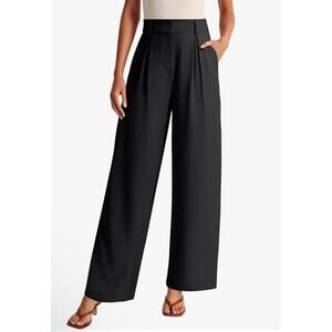 NIMIN, Small, Black, Work Pant Trousers Women Straight Leg High Rise